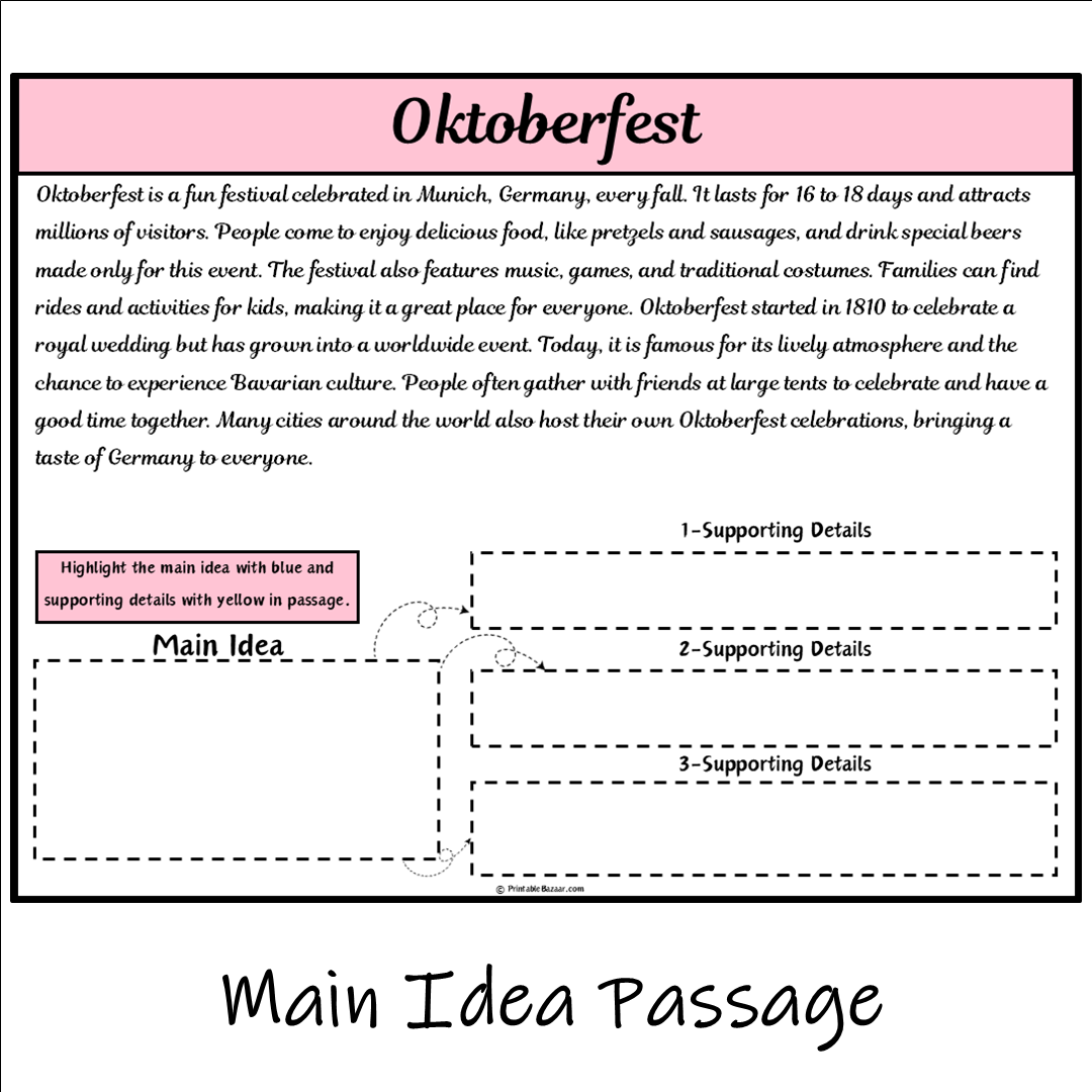 Oktoberfest | Main Idea and Supporting Details Reading Passage and Questions