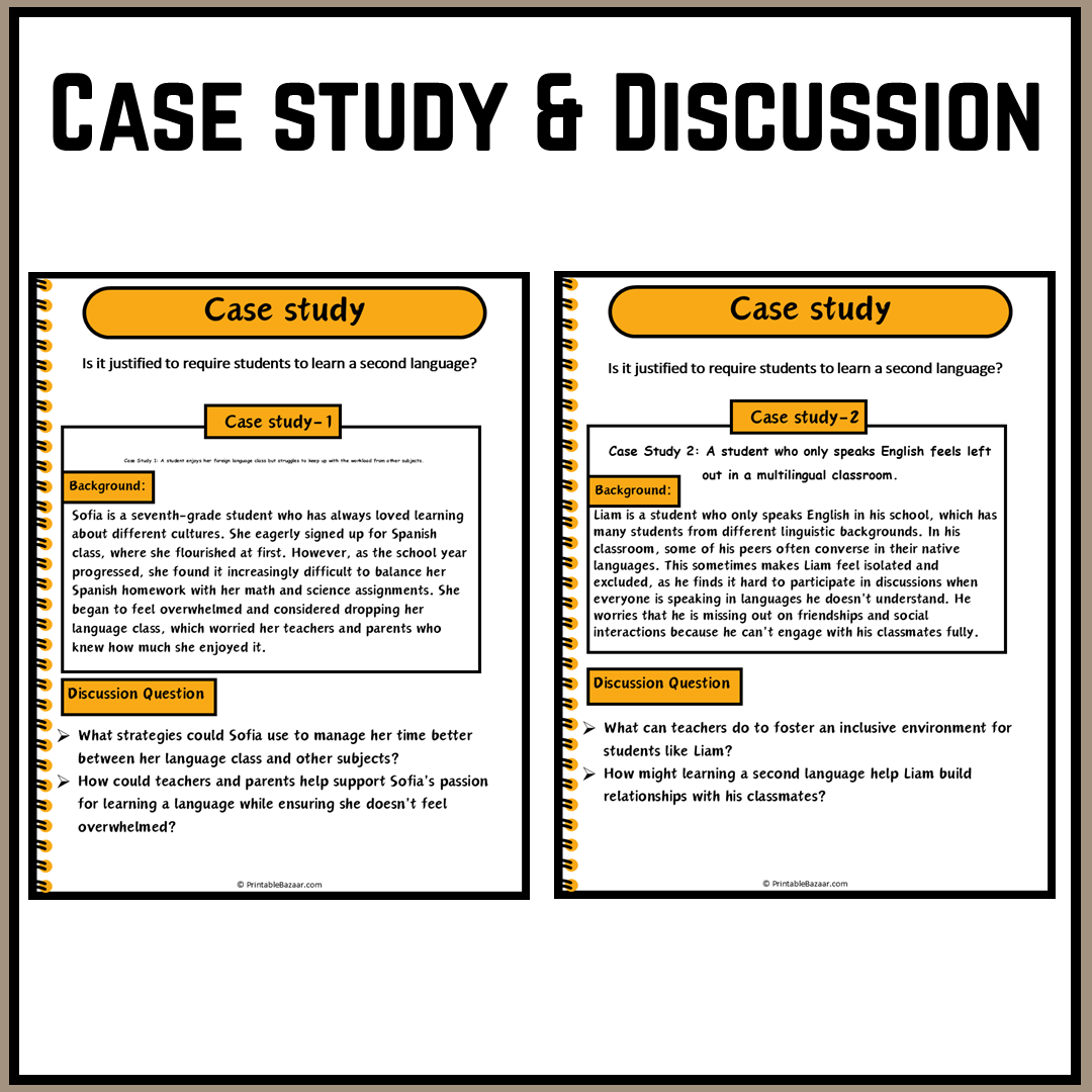 Is it justified to require students to learn a second language? | Debate Case Study Worksheet