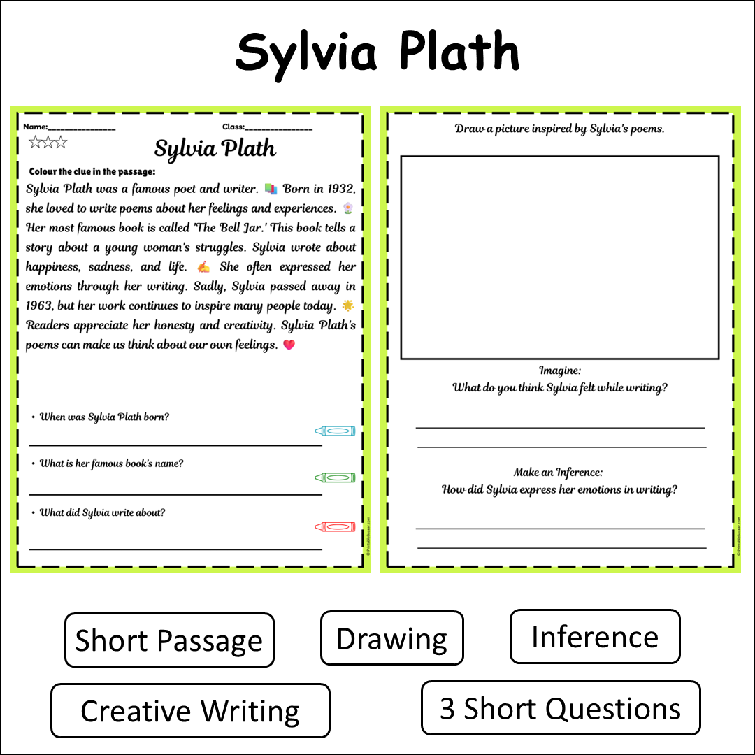 Sylvia Plath | Short Reading Comprehension Creative Worksheet