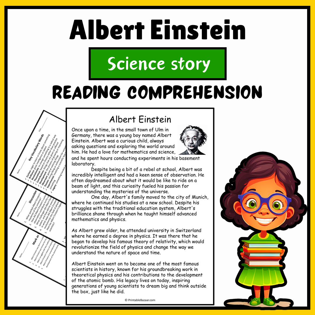 Albert Einstein | Science Story Reading Comprehension Activity