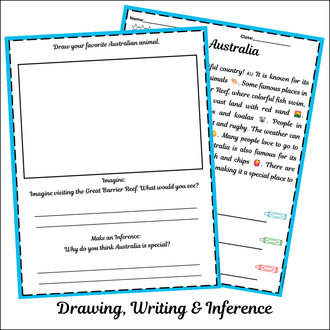 Australia | Short Reading Comprehension Creative Worksheet