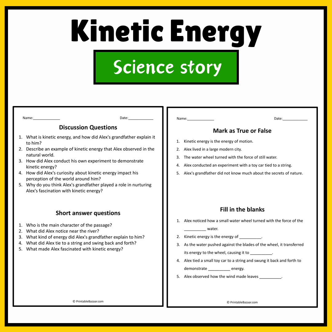 Kinetic Energy | Science Story Reading Comprehension Activity