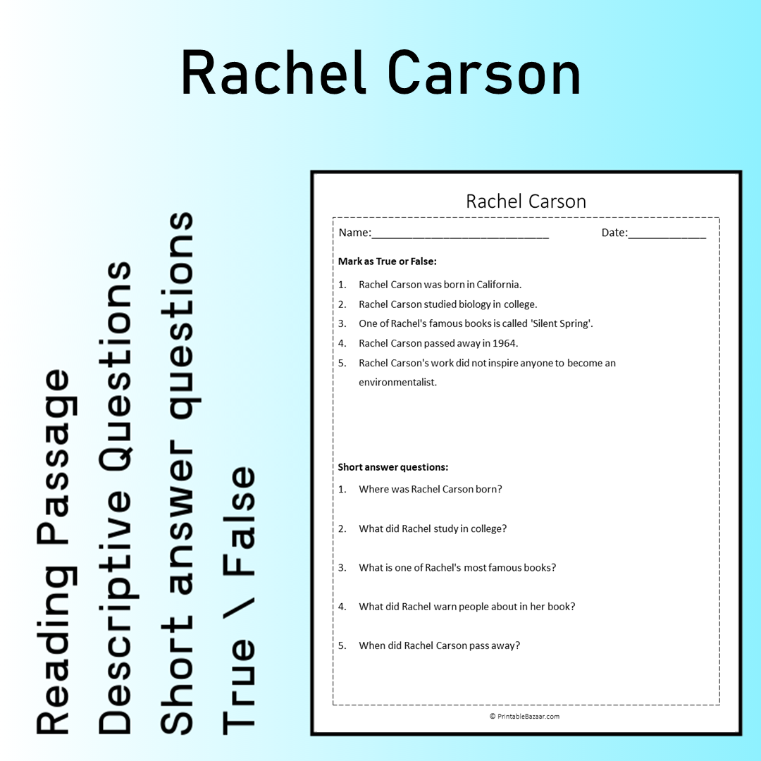 Rachel Carson | Reading Comprehension Passage Printable Worksheet