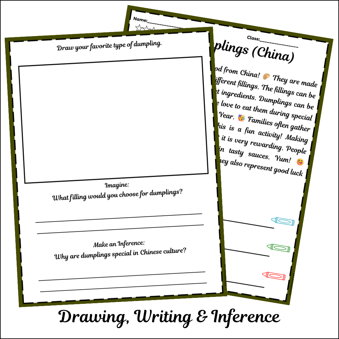 Dumplings (China) | Short Reading Comprehension Creative Worksheet