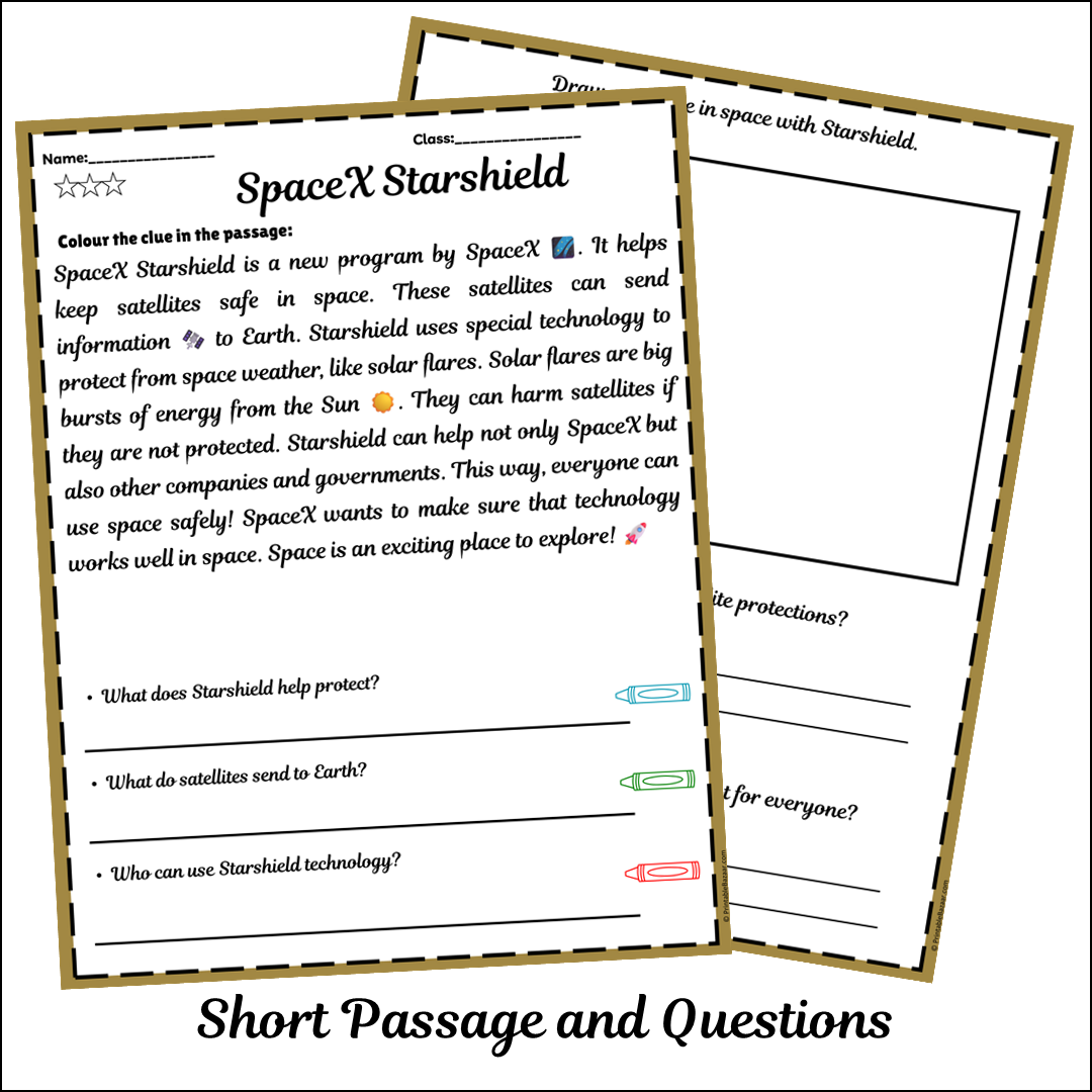 SpaceX Starshield | Short Reading Comprehension Creative Worksheet
