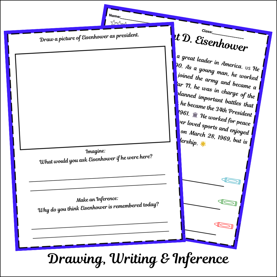 Dwight D. Eisenhower | Short Reading Comprehension Creative Worksheet