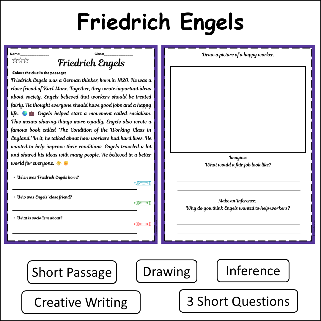 Friedrich Engels | Short Reading Comprehension Creative Worksheet