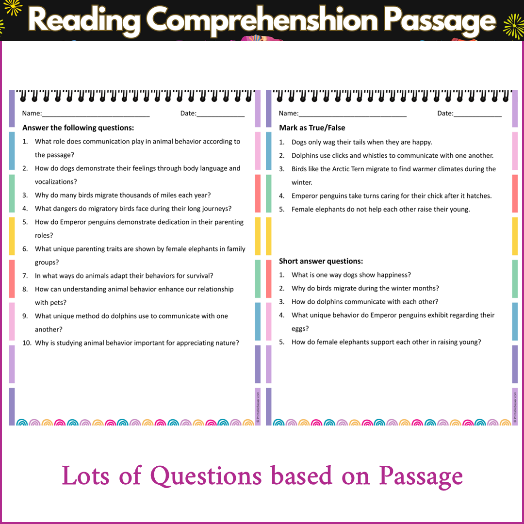 Animal Behavior | Reading Comprehension Passage and Questions