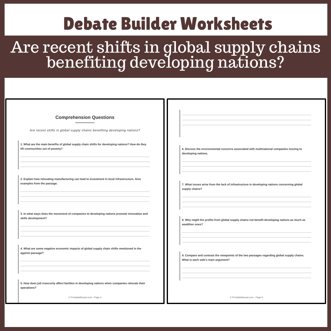 Are recent shifts in global supply chains benefiting developing nations? | Favour and Against Worksheet Printable Activity