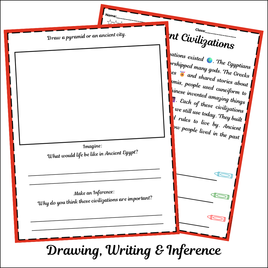 Ancient Civilizations | Short Reading Comprehension Creative Worksheet