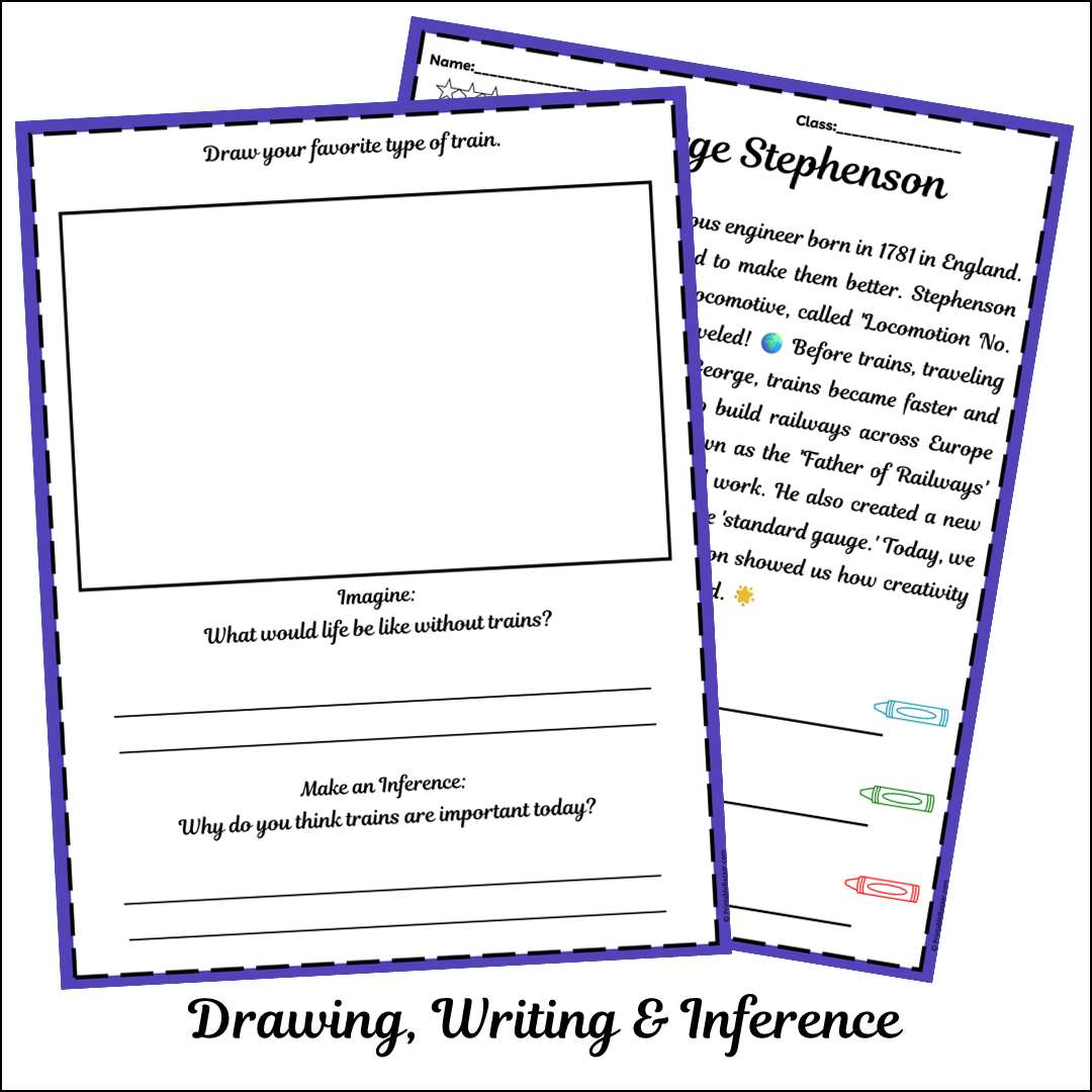 George Stephenson | Short Reading Comprehension Creative Worksheet