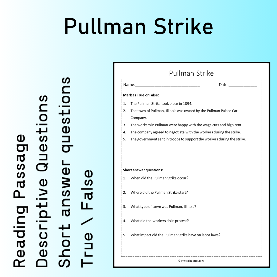 Pullman Strike | Reading Comprehension Passage Printable Worksheet