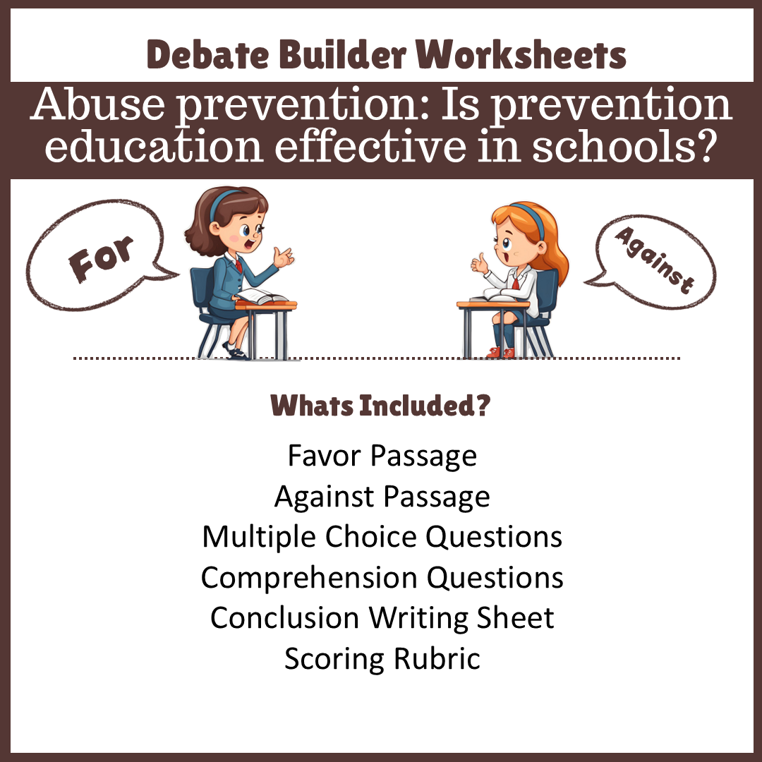 Abuse prevention: Is prevention education effective in schools? | Favour and Against Worksheet Printable Activity