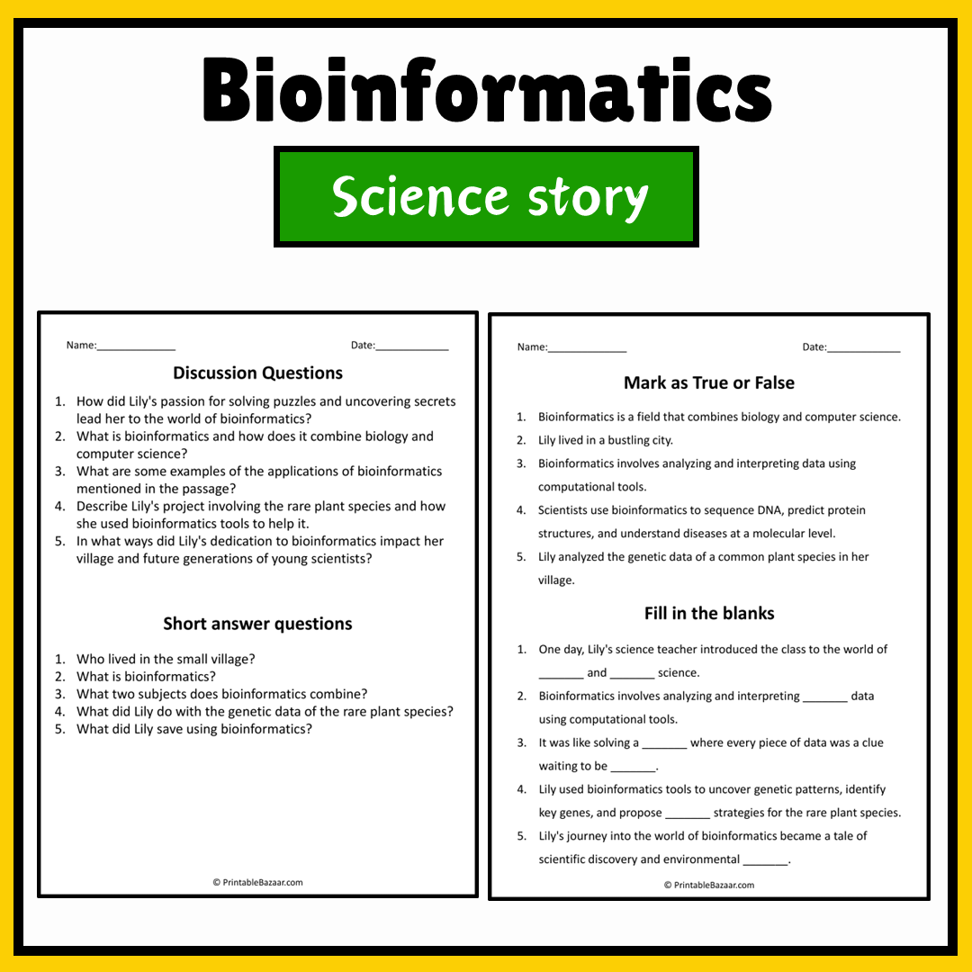 Bioinformatics | Science Story Reading Comprehension Activity