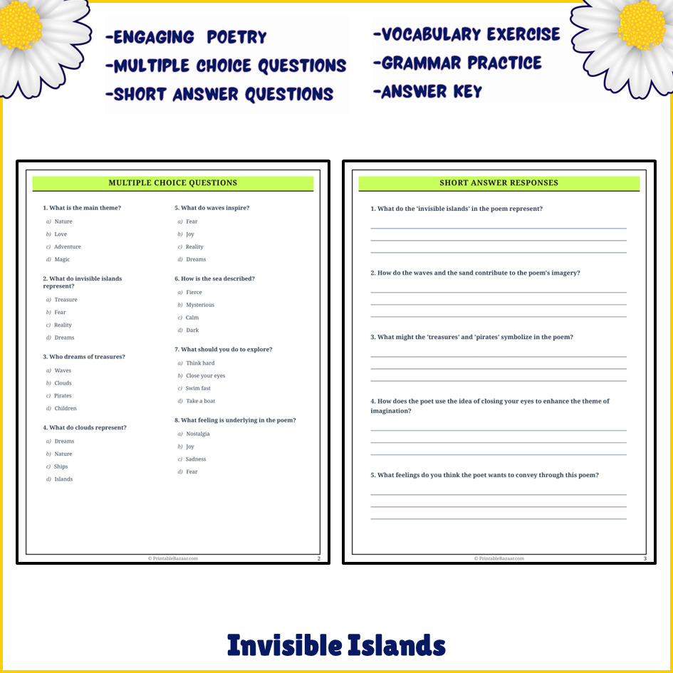 Invisible Islands | Poem Grammar Worksheet Printable Activity