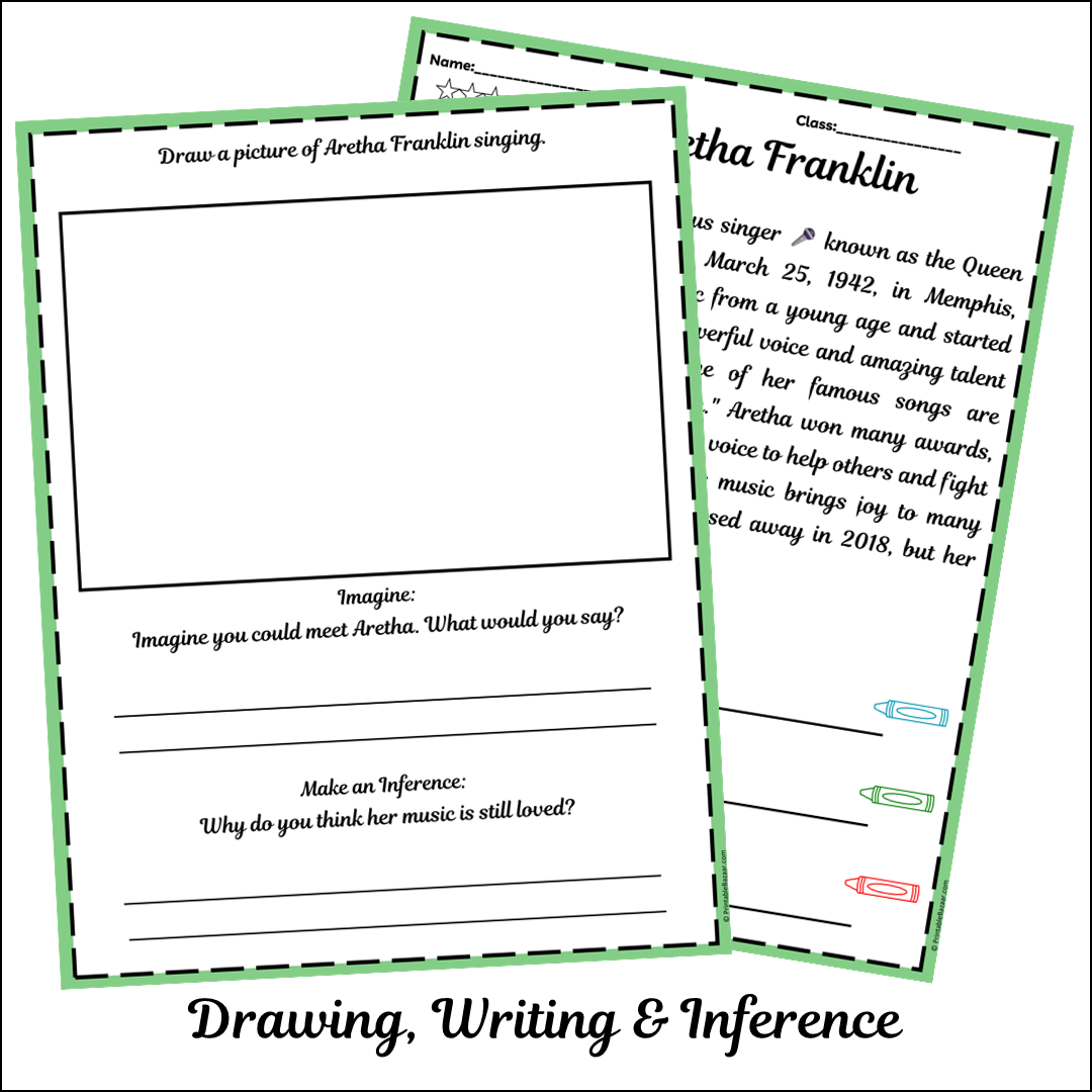 Aretha Franklin | Short Reading Comprehension Creative Worksheet