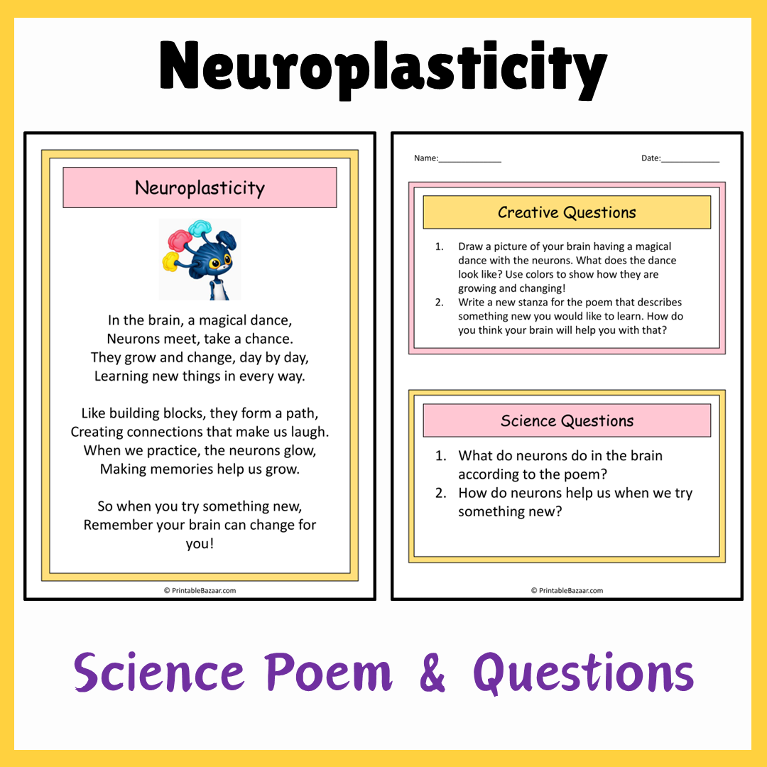 Neuroplasticity | Science Poem Reading Comprehension Activity
