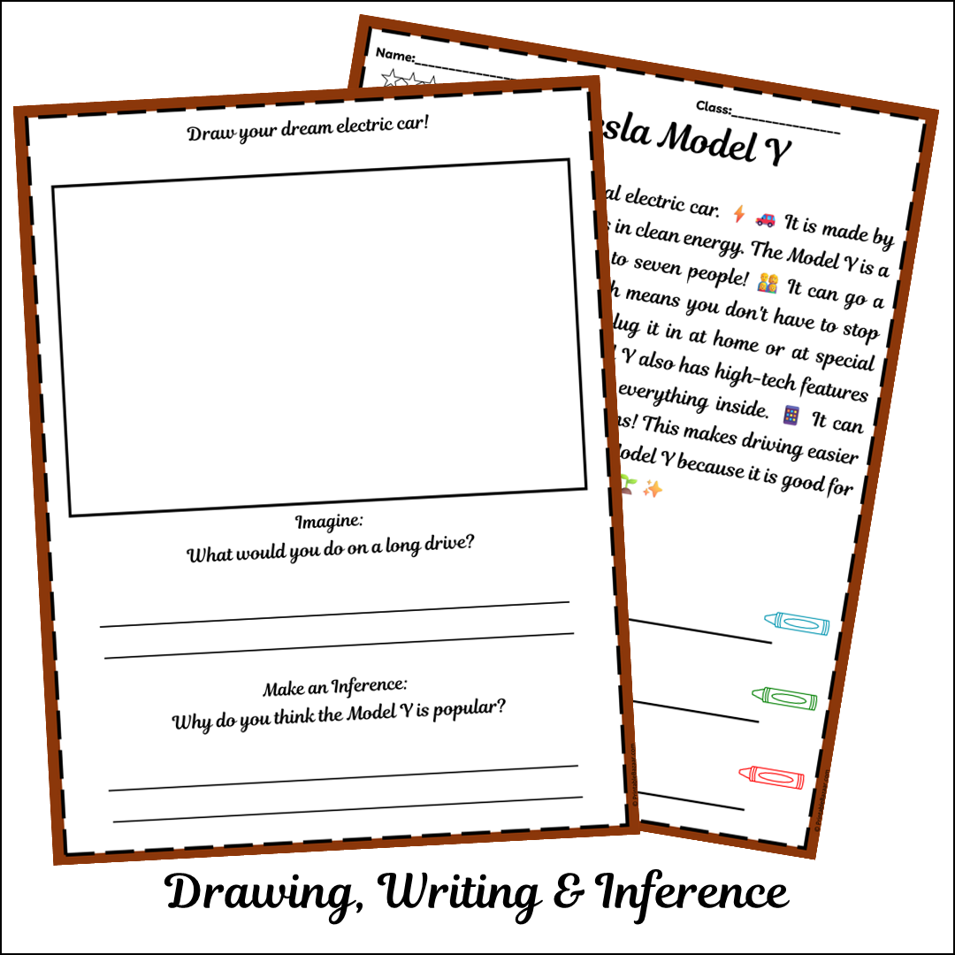 Tesla Model Y | Short Reading Comprehension Creative Worksheet