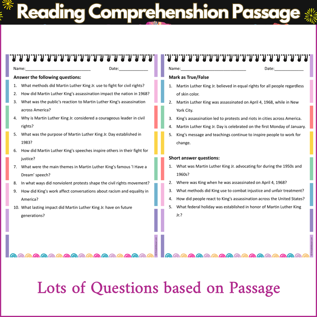 Assassination of Martin Luther King | Reading Comprehension Passage and Questions