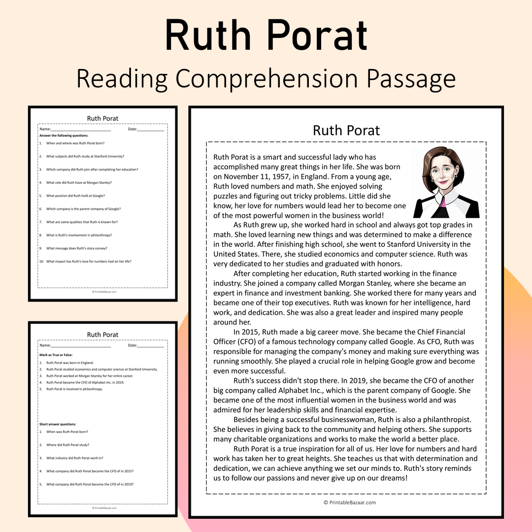 Ruth Porat | Reading Comprehension Passage Printable Activity