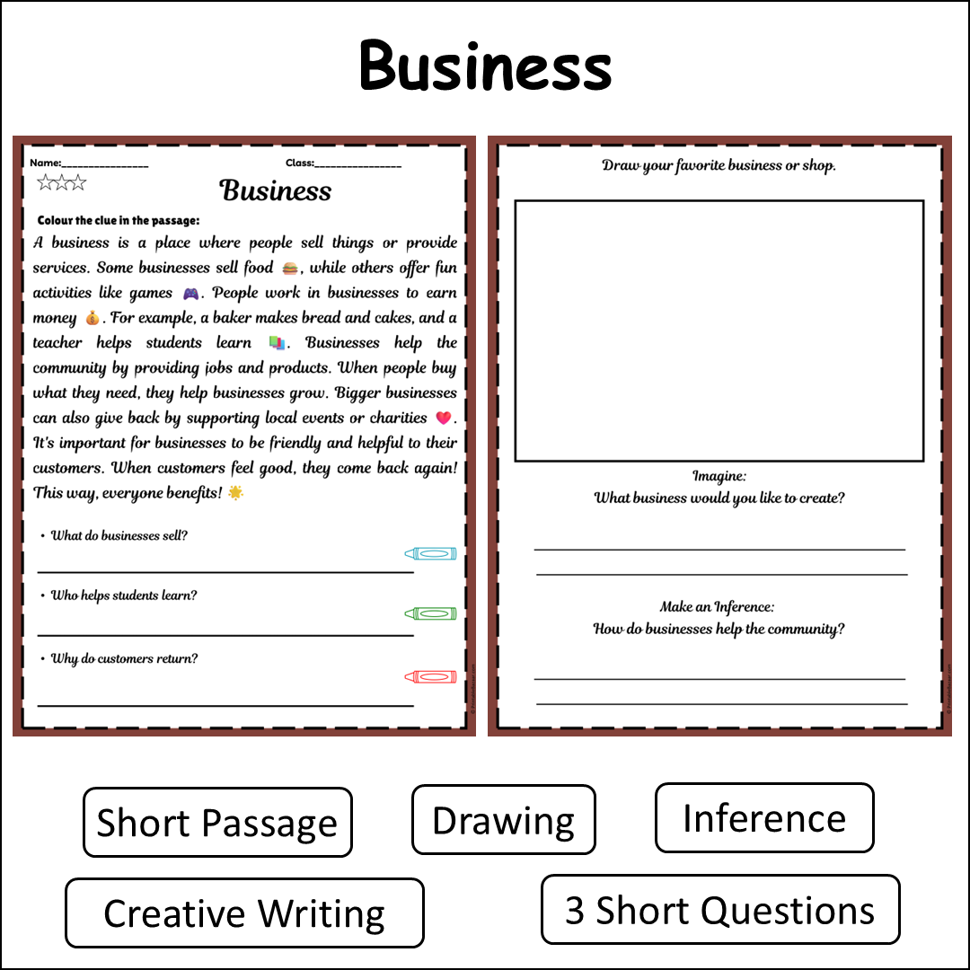 Business | Short Reading Comprehension Creative Worksheet