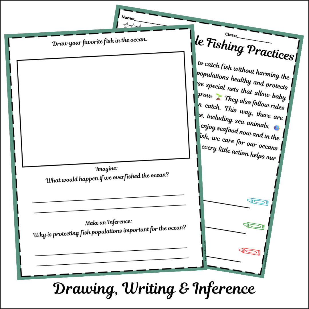 Sustainable Fishing Practices | Short Reading Comprehension Creative Worksheet