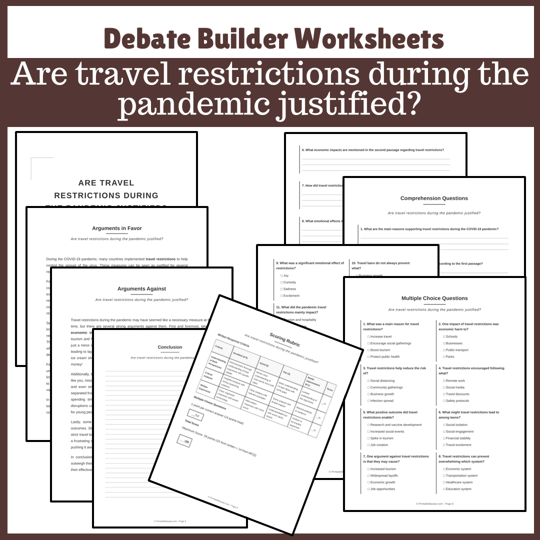 Are travel restrictions during the pandemic justified? | Favour and Against Worksheet Printable Activity