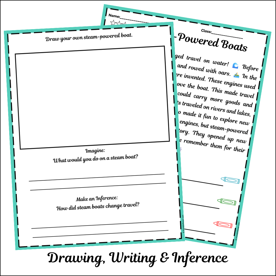 Steam-Powered Boats | Short Reading Comprehension Creative Worksheet