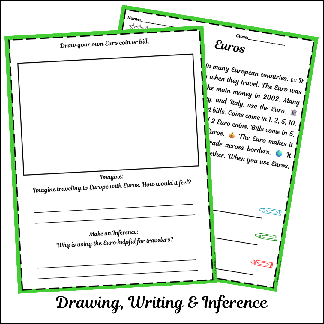 Euros | Short Reading Comprehension Creative Worksheet