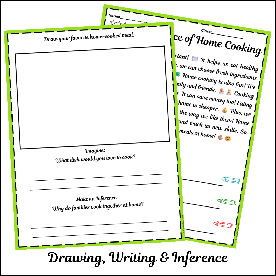 Importance of Home Cooking | Short Reading Comprehension Creative Worksheet