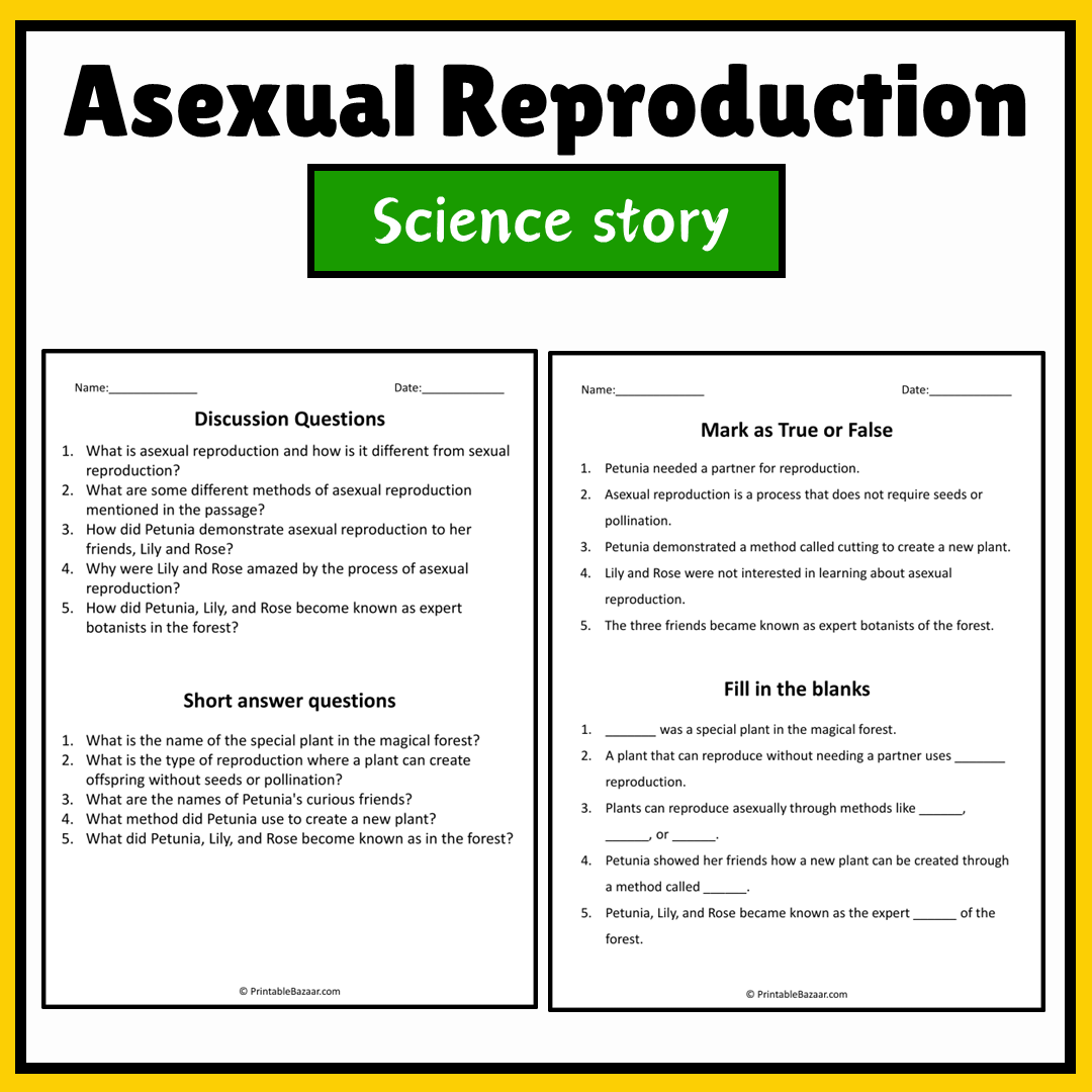 Asexual Reproduction | Science Story Reading Comprehension Activity