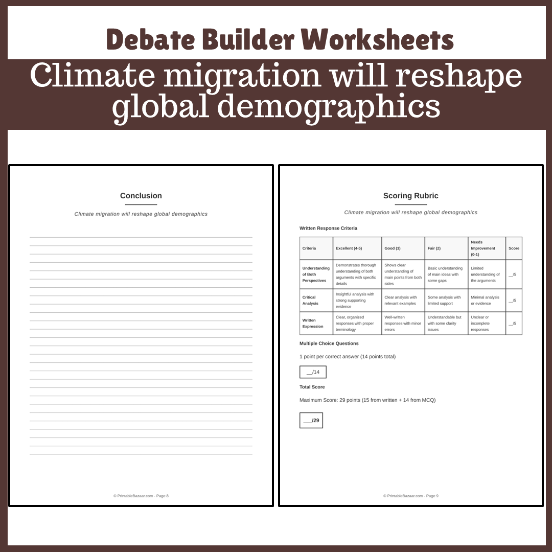 Climate migration will reshape global demographics | Favour and Against Worksheet Printable Activity
