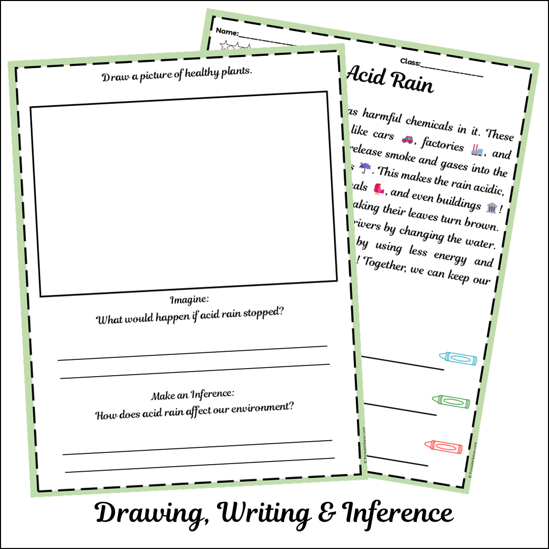 Acid Rain | Short Reading Comprehension Creative Worksheet