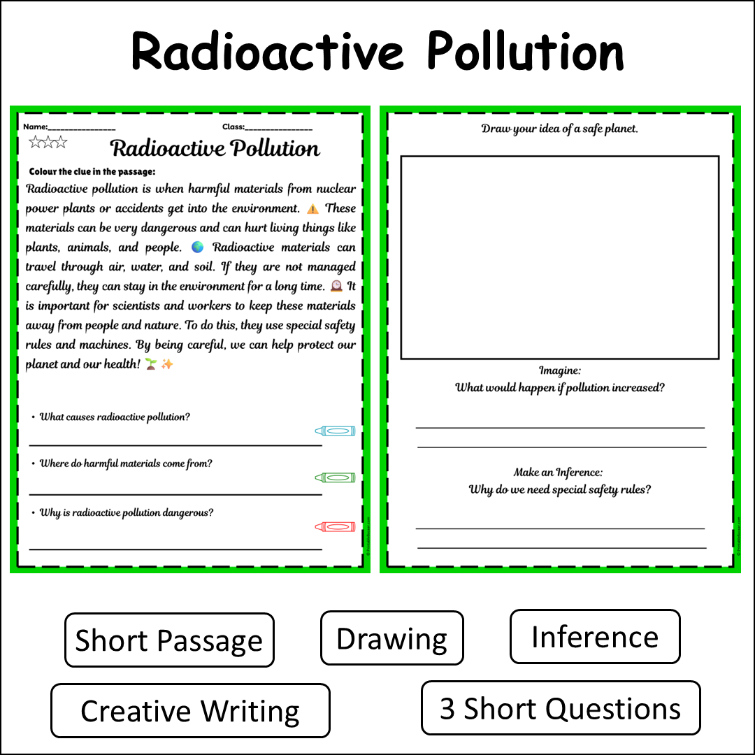 Radioactive Pollution | Short Reading Comprehension Creative Worksheet