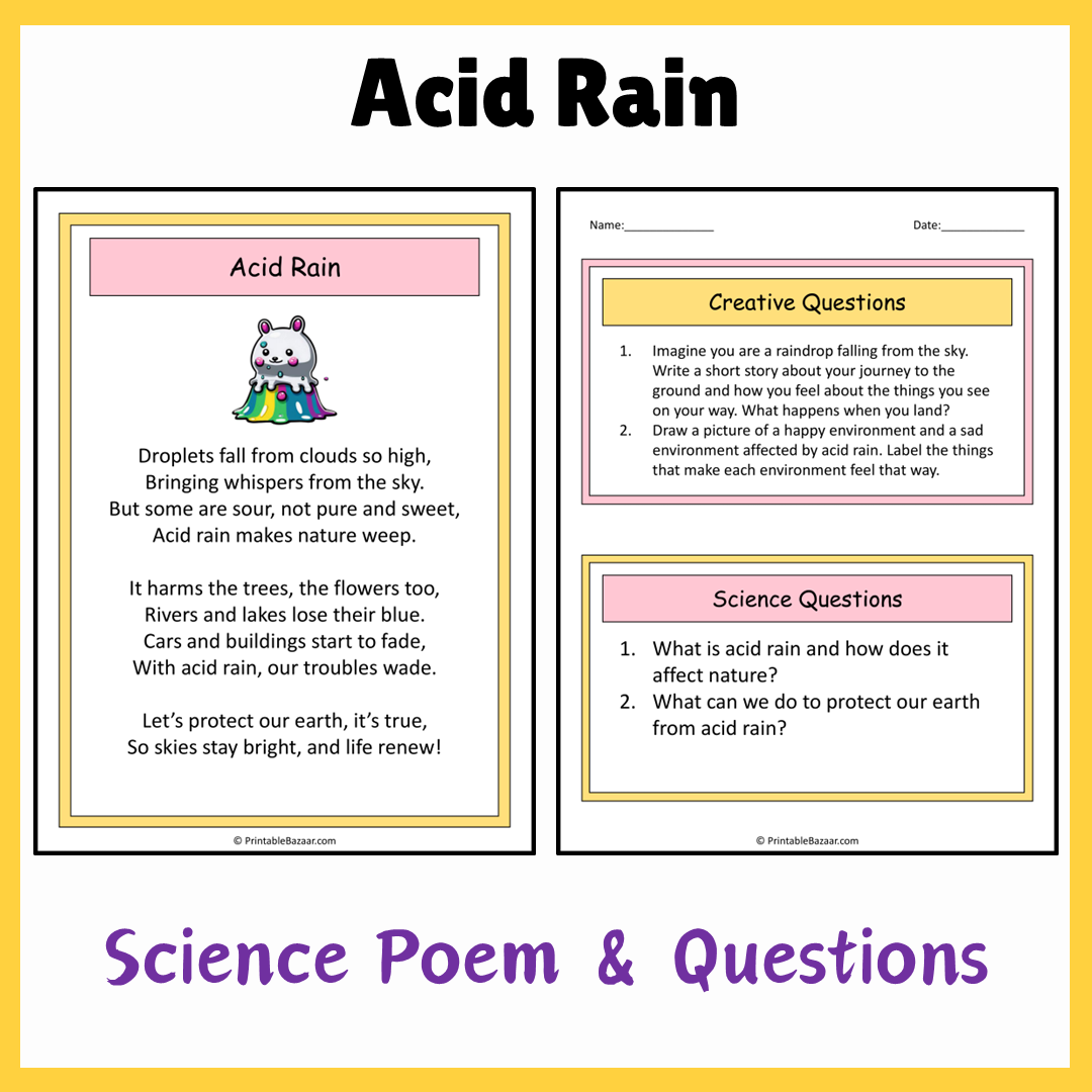 Acid Rain | Science Poem Reading Comprehension Activity
