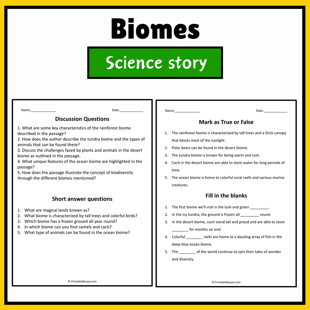 Biomes | Science Story Reading Comprehension Activity