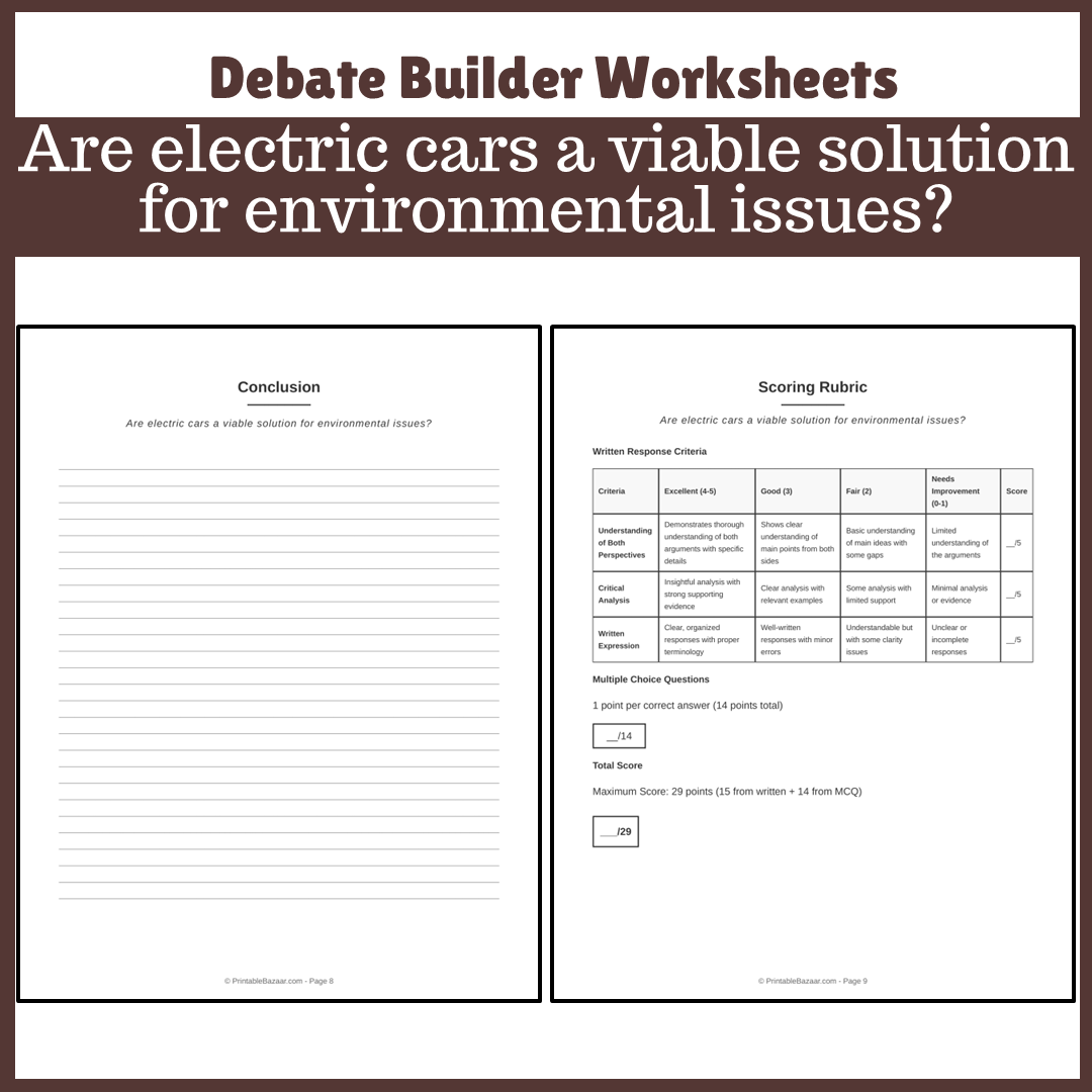 Are electric cars a viable solution for environmental issues? | Favour and Against Worksheet Printable Activity