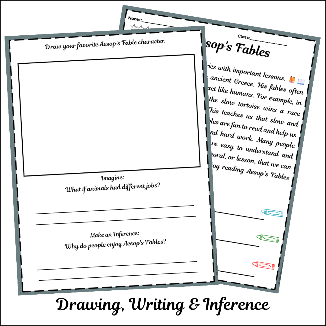 Aesop's Fables | Short Reading Comprehension Creative Worksheet