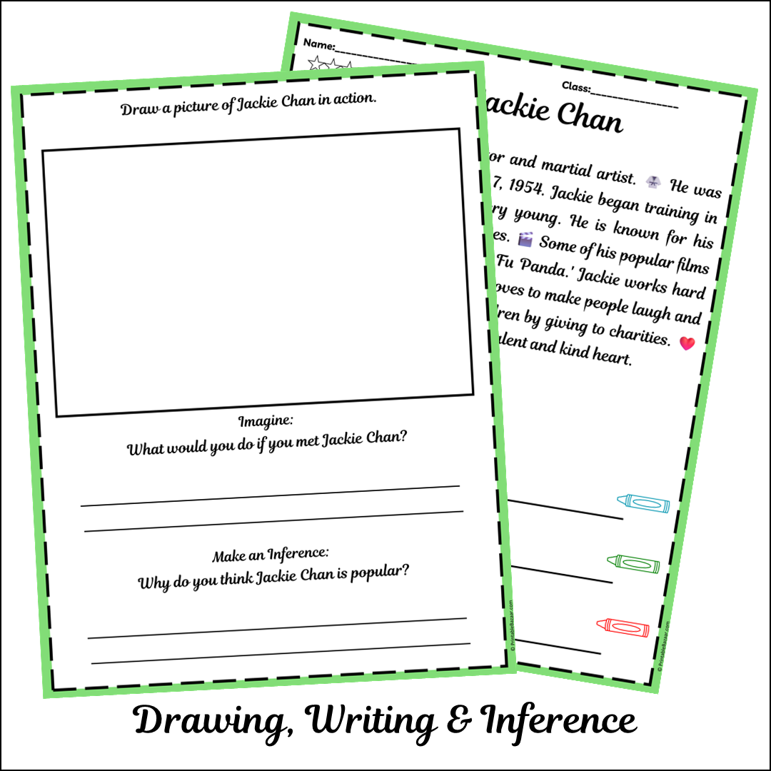 Jackie Chan | Short Reading Comprehension Creative Worksheet
