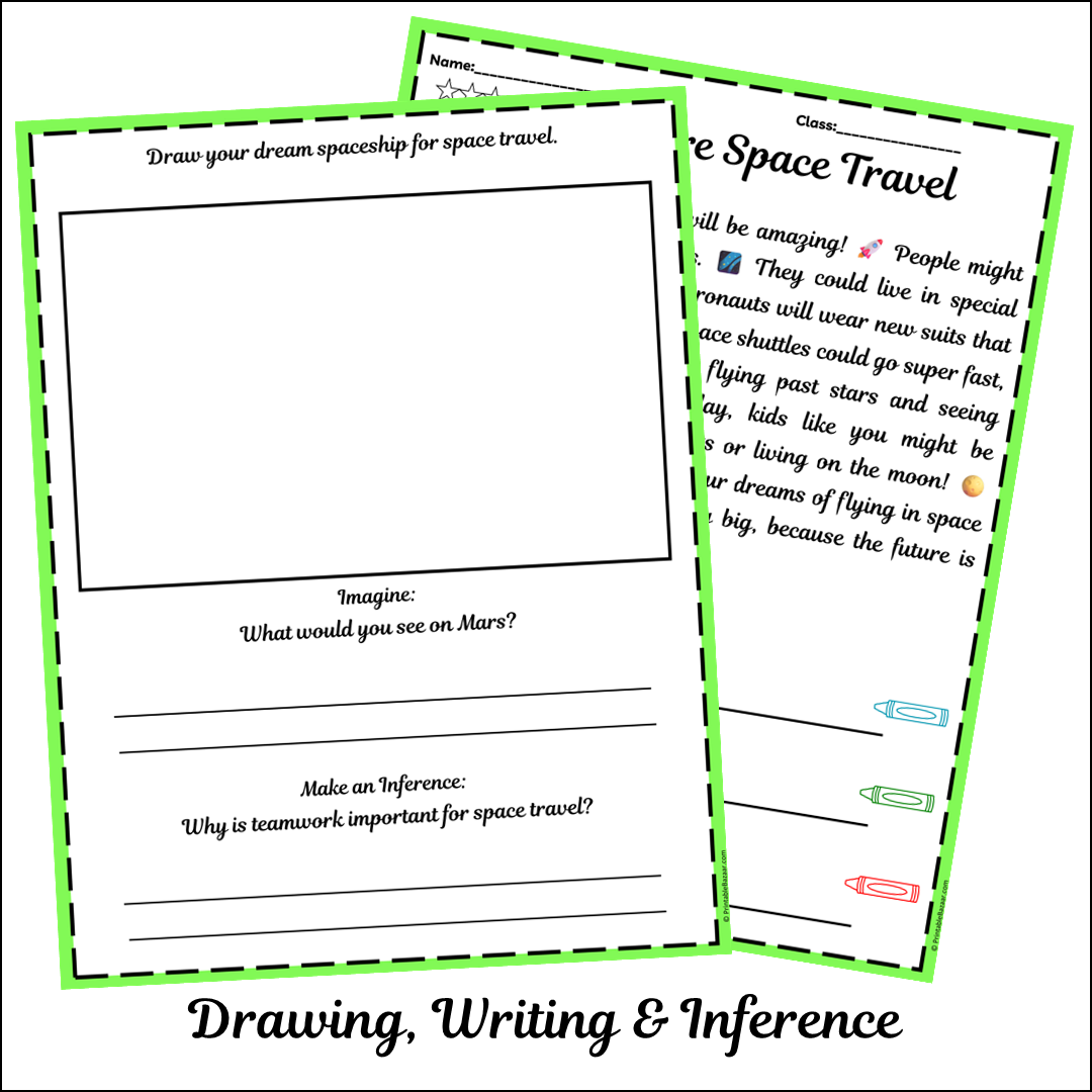 Future Space Travel | Short Reading Comprehension Creative Worksheet