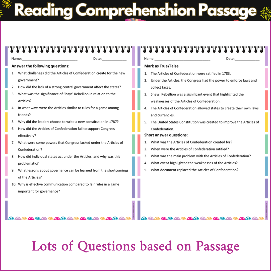 Articles of Confederation | Reading Comprehension Passage and Questions