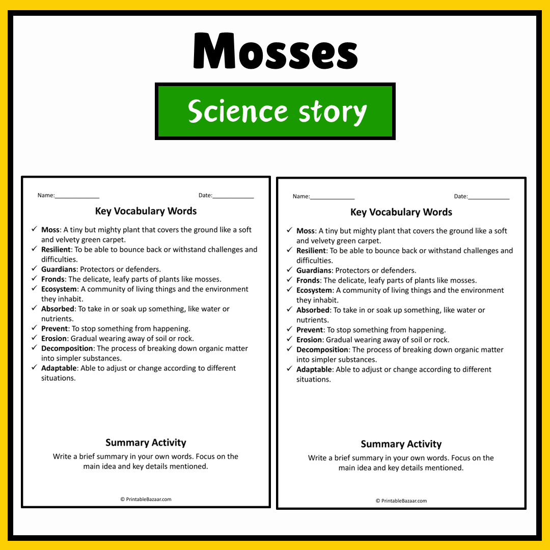 Mosses | Science Story Reading Comprehension Activity