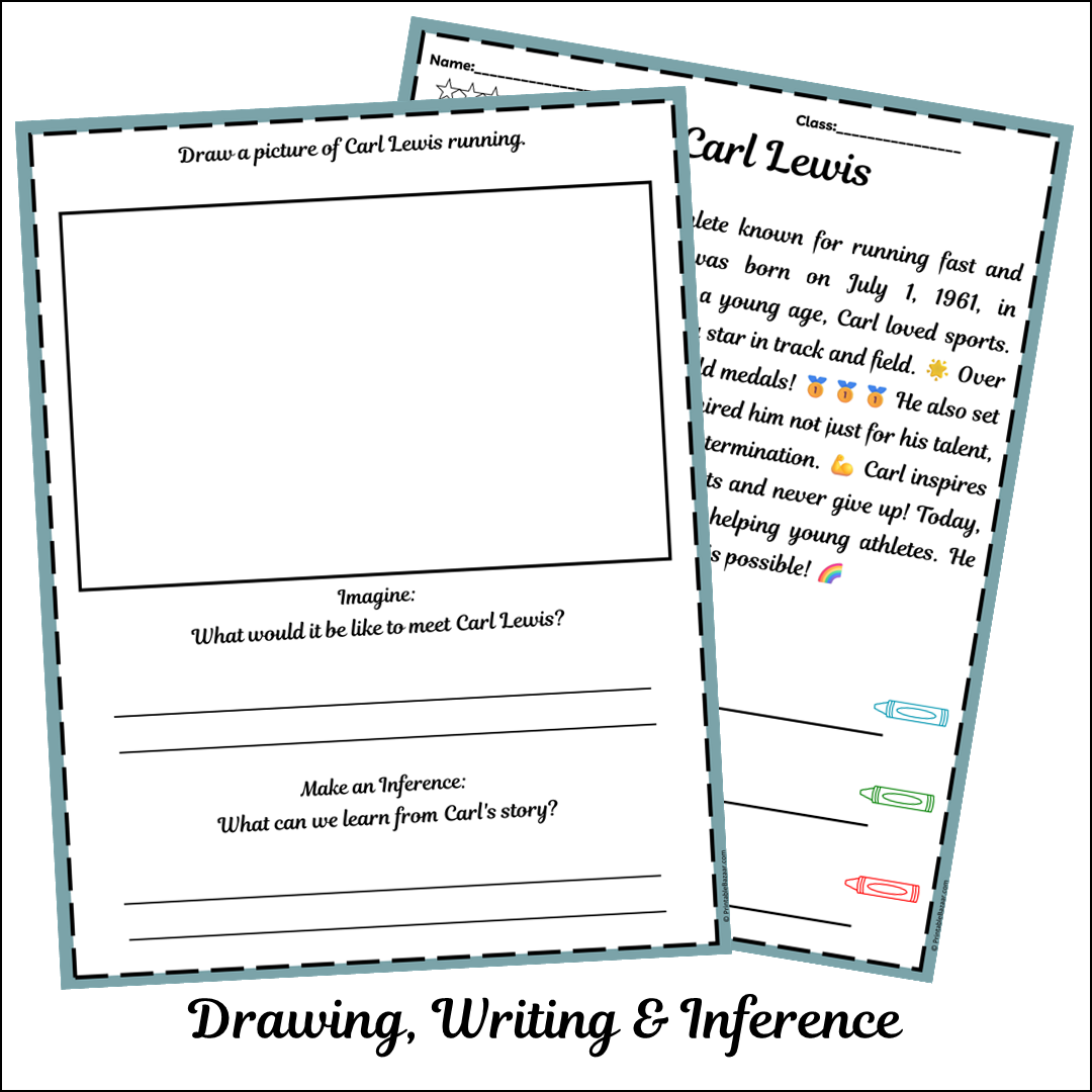 Carl Lewis | Short Reading Comprehension Creative Worksheet