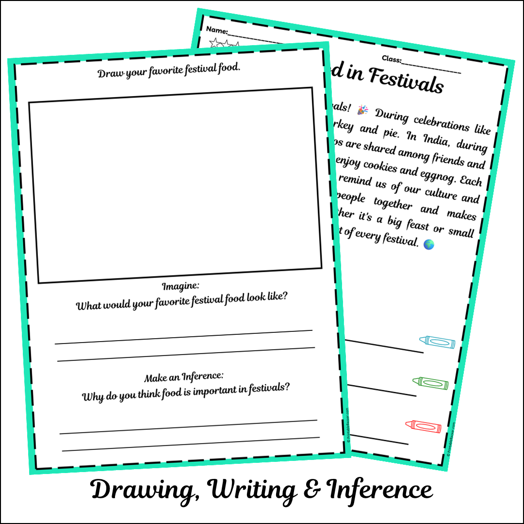 Food in Festivals | Short Reading Comprehension Creative Worksheet