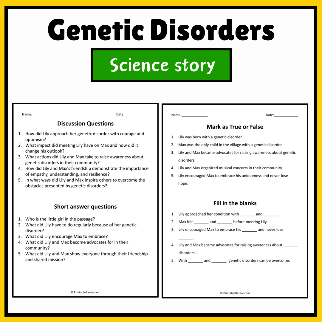 Genetic Disorders | Science Story Reading Comprehension Activity