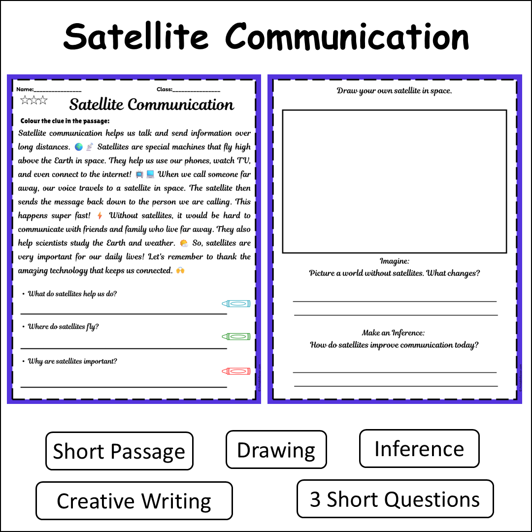 Satellite Communication | Short Reading Comprehension Creative Worksheet