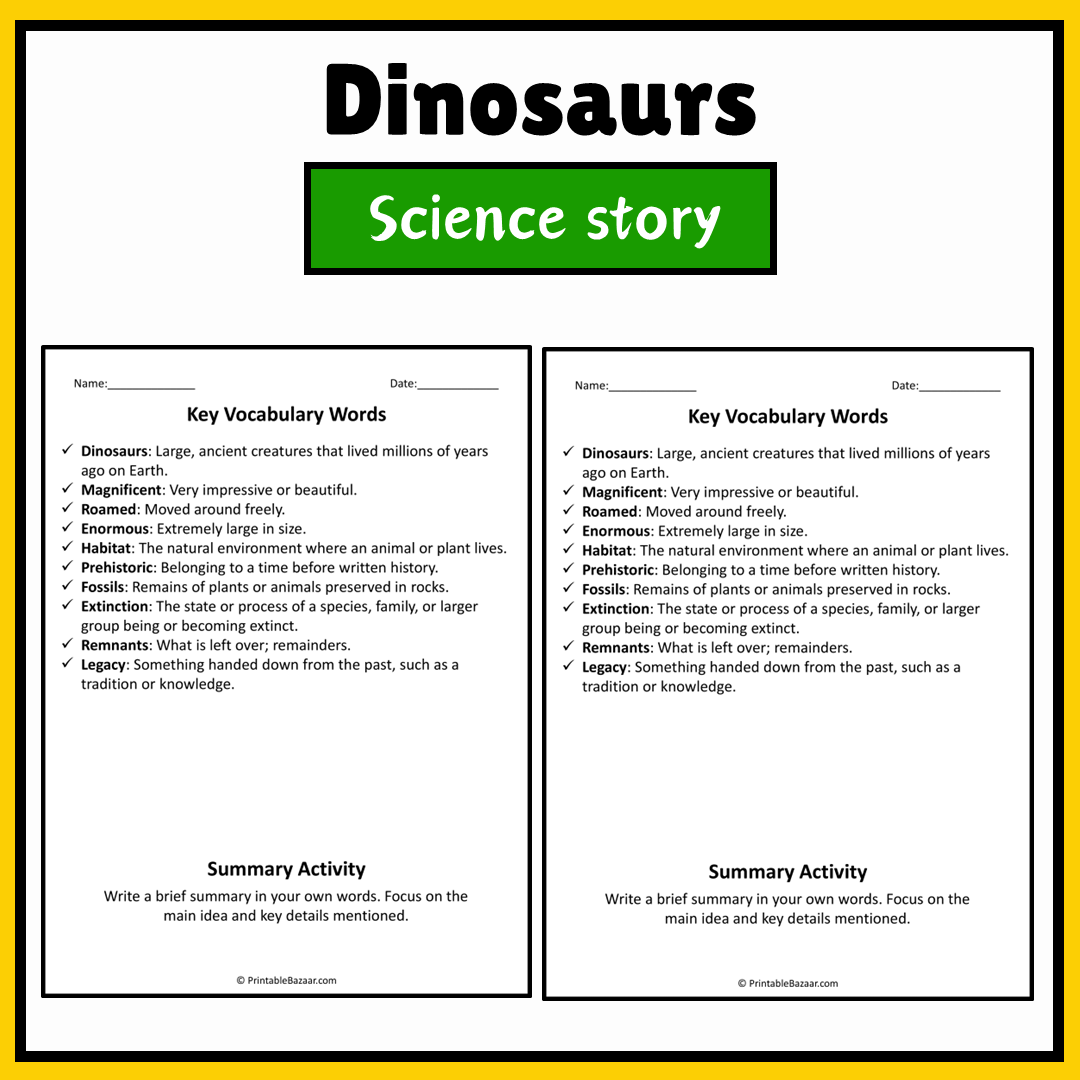 Dinosaurs | Science Story Reading Comprehension Activity