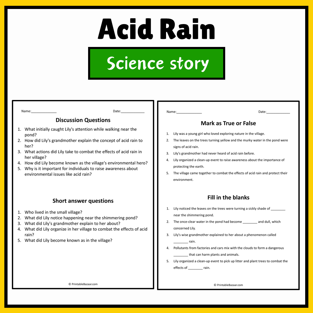 Acid Rain | Science Story Reading Comprehension Activity