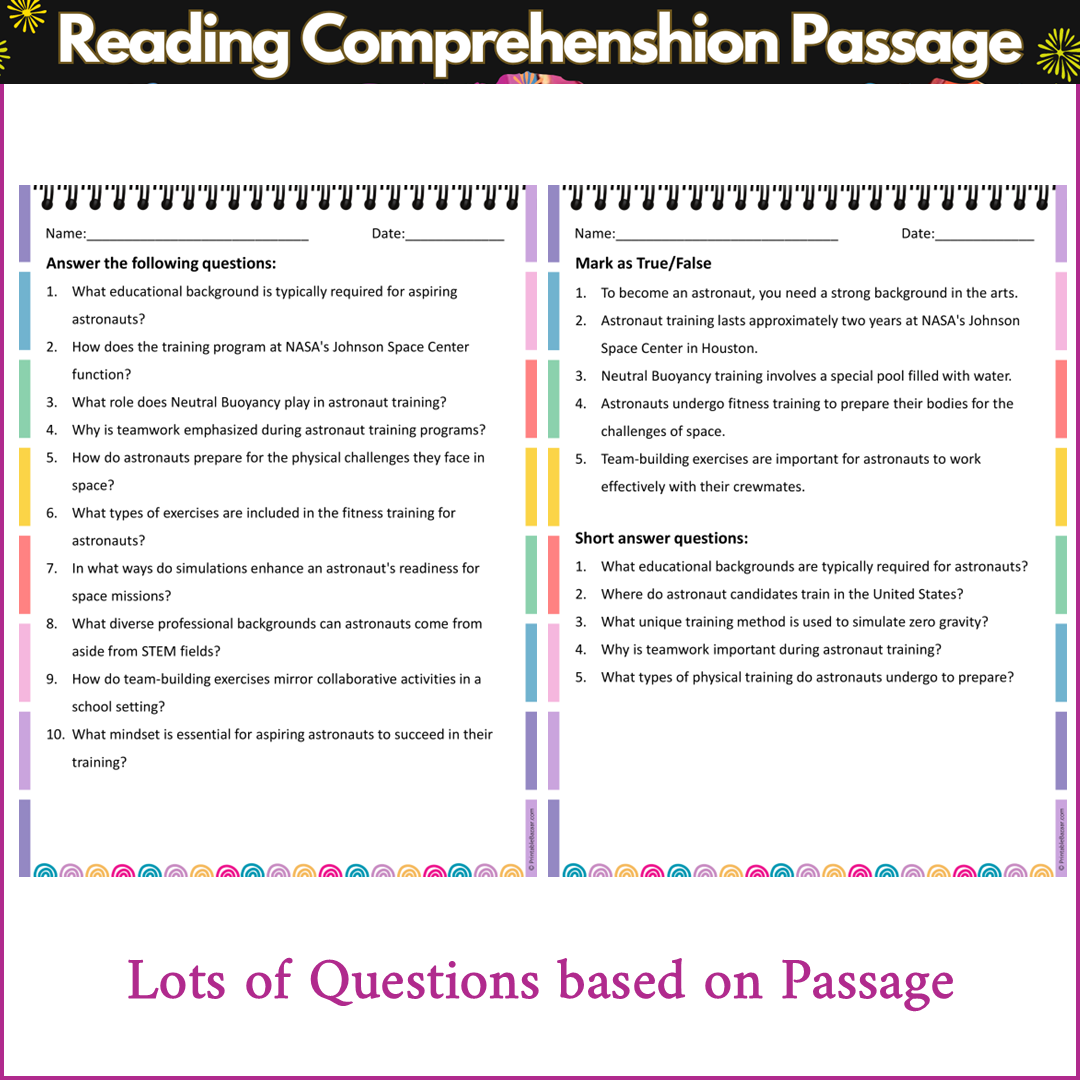 Astronaut training | Reading Comprehension Passage and Questions