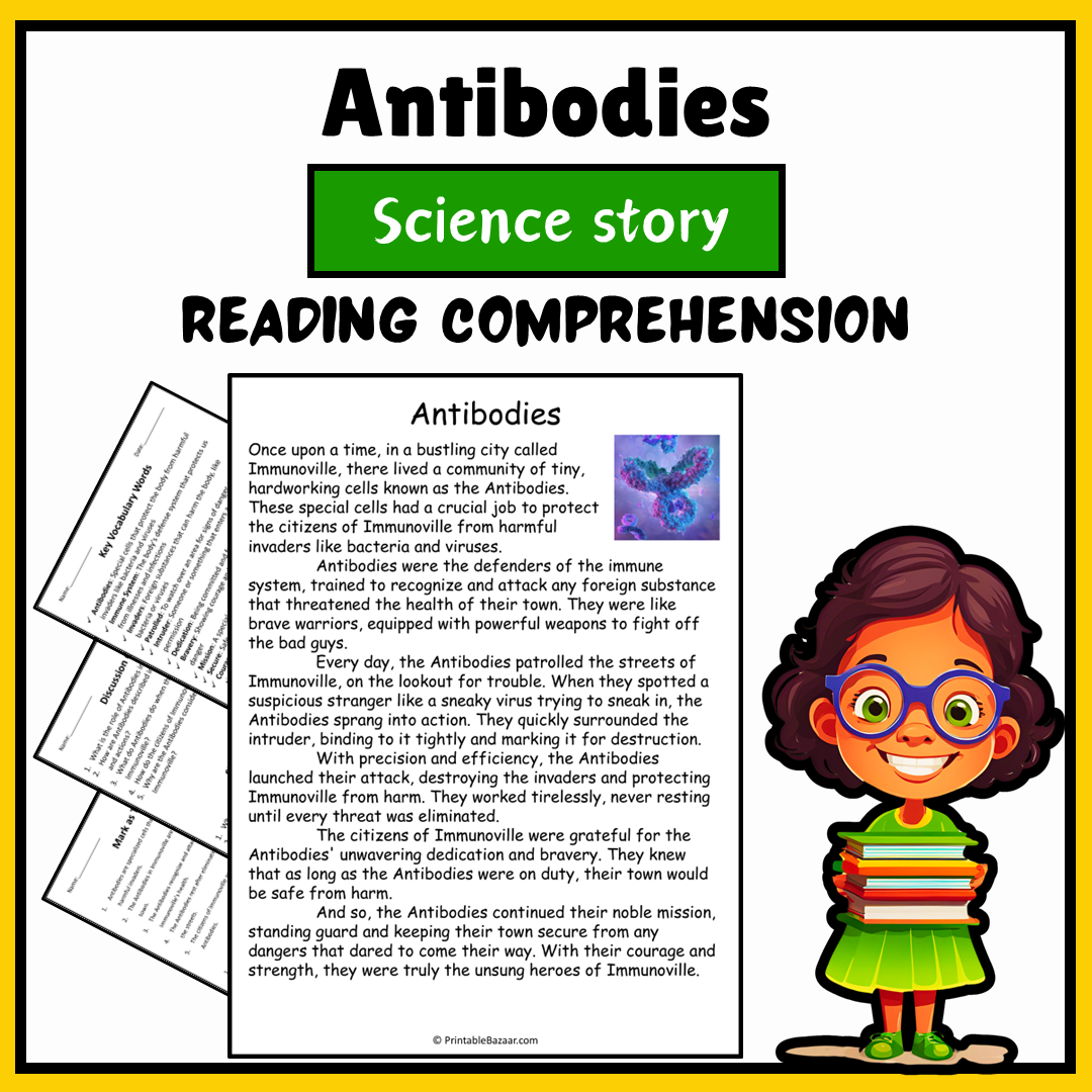 Antibodies | Science Story Reading Comprehension Activity